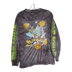 Space Jam Looney Tunes T-Shirt Tie Dye Long Sleeve Basketball Men Medium